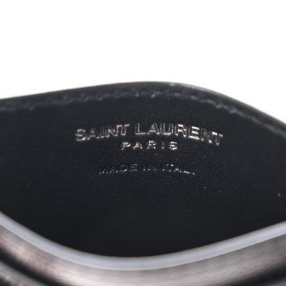 Saint Laurent Grain De Poudre Matelasse Chevron Monochrome Monogram Credit Card Case Black 6 of 8