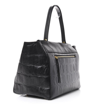 Celine Calfskin Crocodile Embossed Small Belt Bag Black 2 of 9