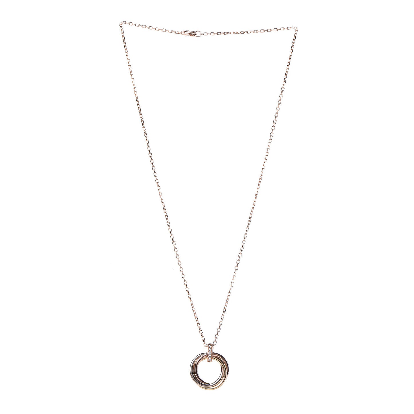 18K Pink White Yellow Gold Diamond Trinity Pendant Necklace