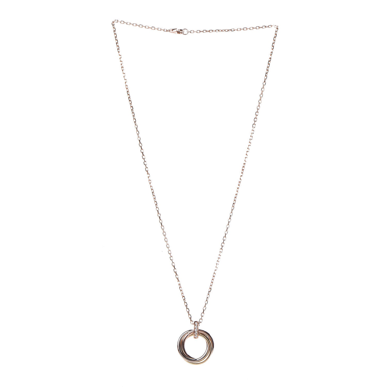 Cartier 18K Pink White Yellow Gold Diamond Trinity Pendant Necklace 3 of 7