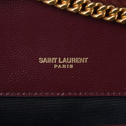 Saint Laurent Grain De Poudre Textured Mixed Matelasse Triquilt Small Monogram Satchel Burgundy 7 of 9