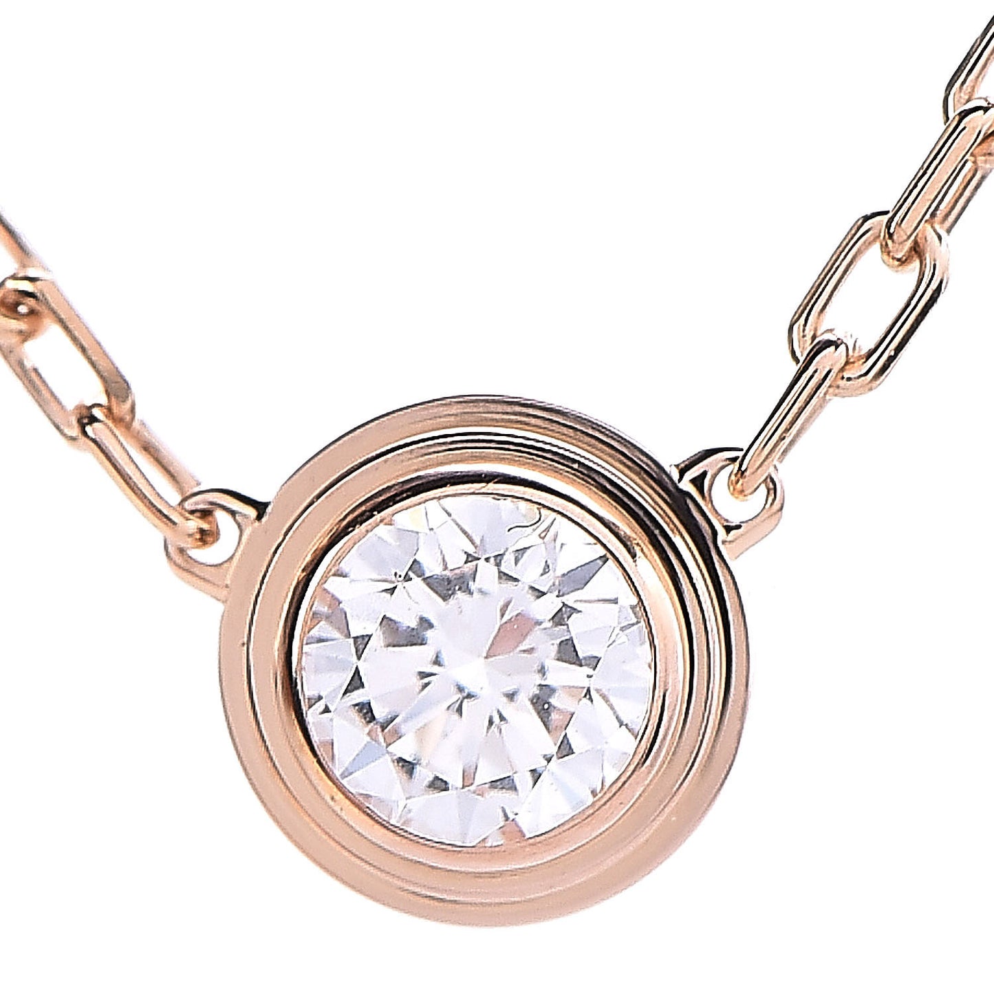 18K Pink Gold Diamond LM D'Amour Pendant Necklace