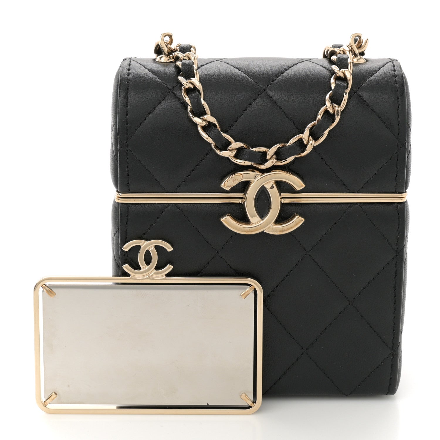 Chanel Lambskin Quilted Small Box With Chain Black 3 of 11