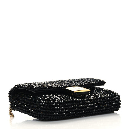 Fendi Crystal Vitello King Beaded Nano Baguette Charm Black 4 of 10