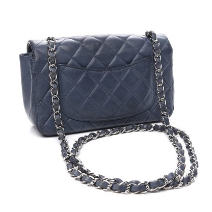 Chanel Lambskin Quilted Mini Rectangular Flap Dark Blue 2 of 10