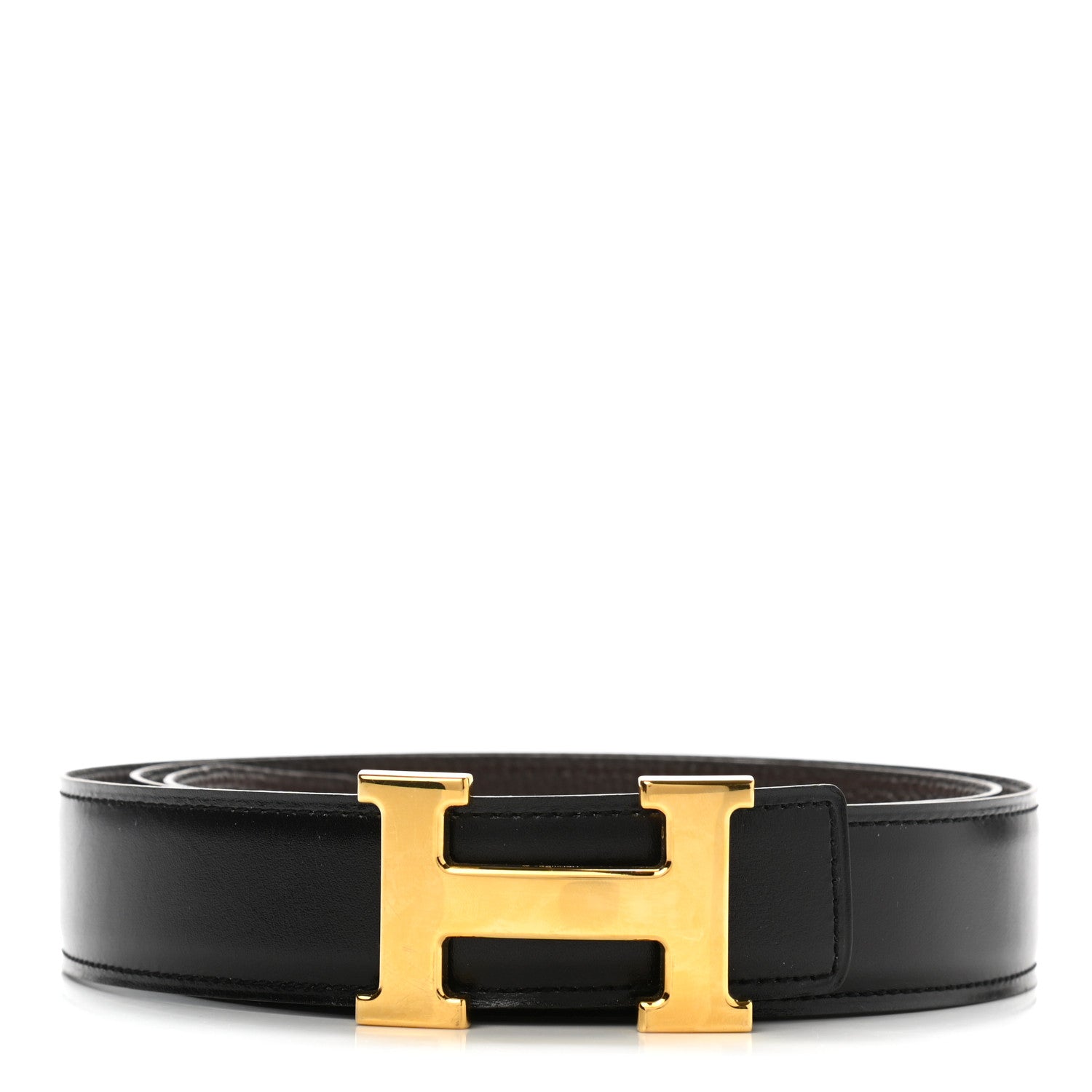 Hermes Box Togo 32mm H Belt 105 Black Chocolate 1 of 8