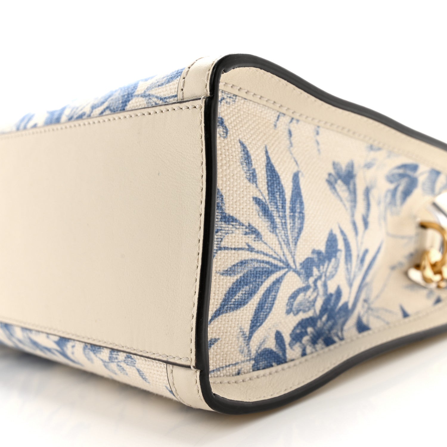 Gucci Canvas Herbarium Print Ribbon Top Handle Bag Blue 10 of 11