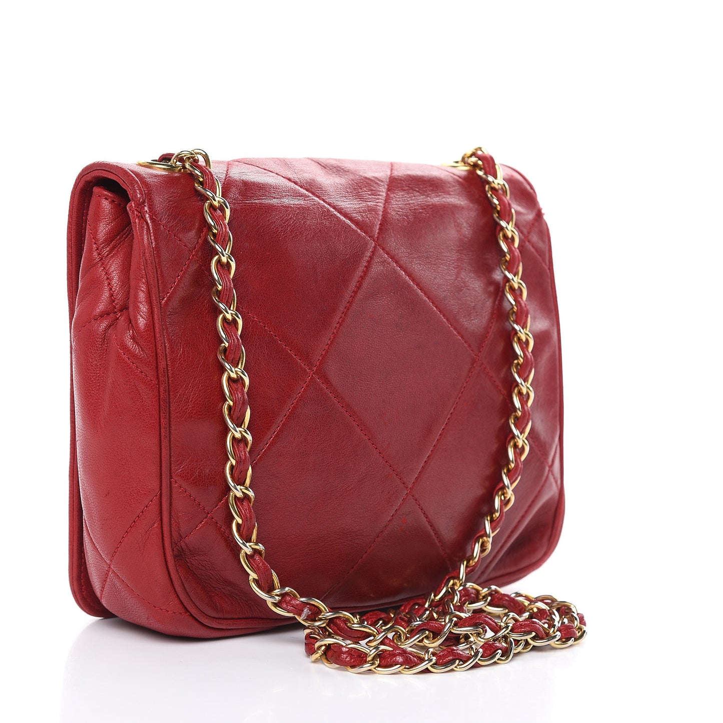 Lambskin Quilted CC Shoulder Bag Red