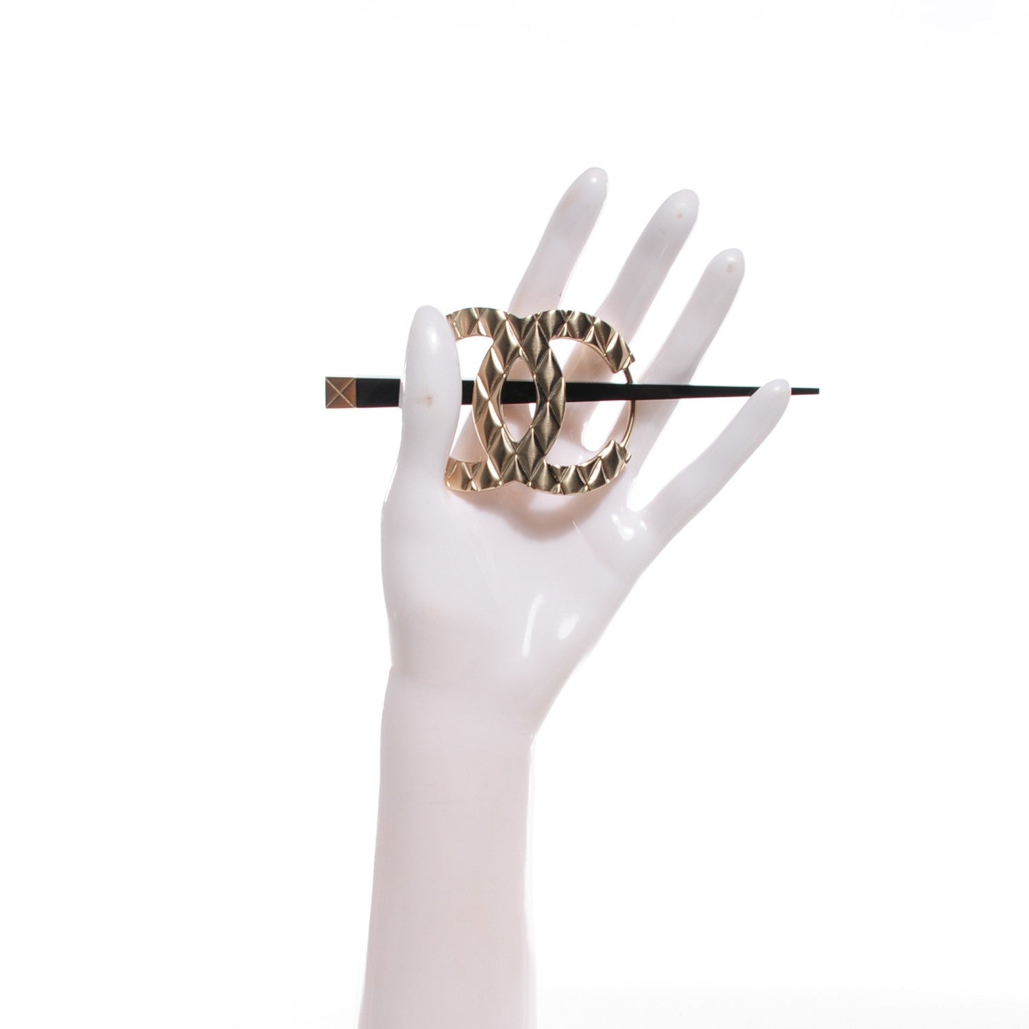 Chanel Quilted CC Hair Pin Gold 2 of 5