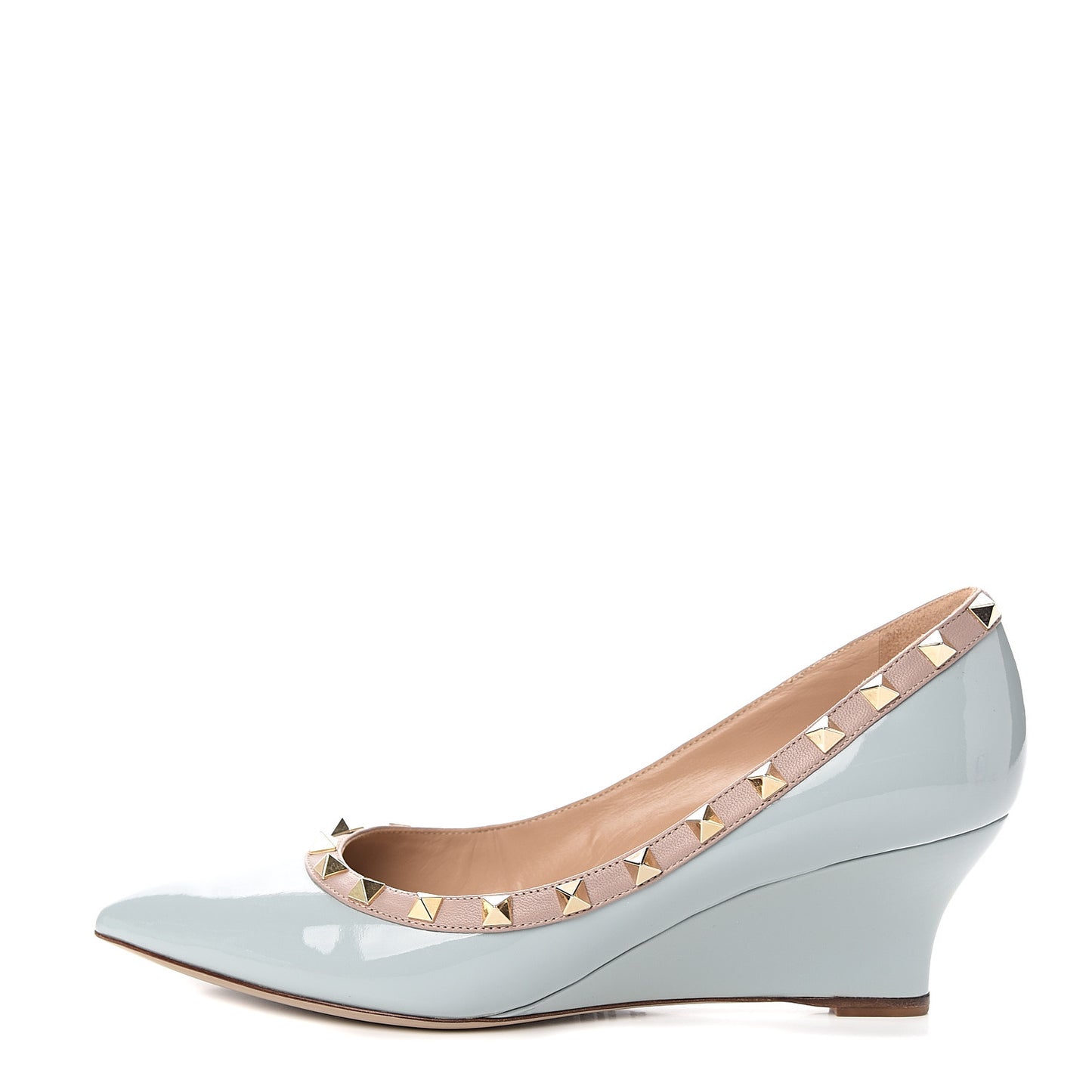 Patent Rockstud 70mm Wedges 38.5 Sky Sorbet Poudre
