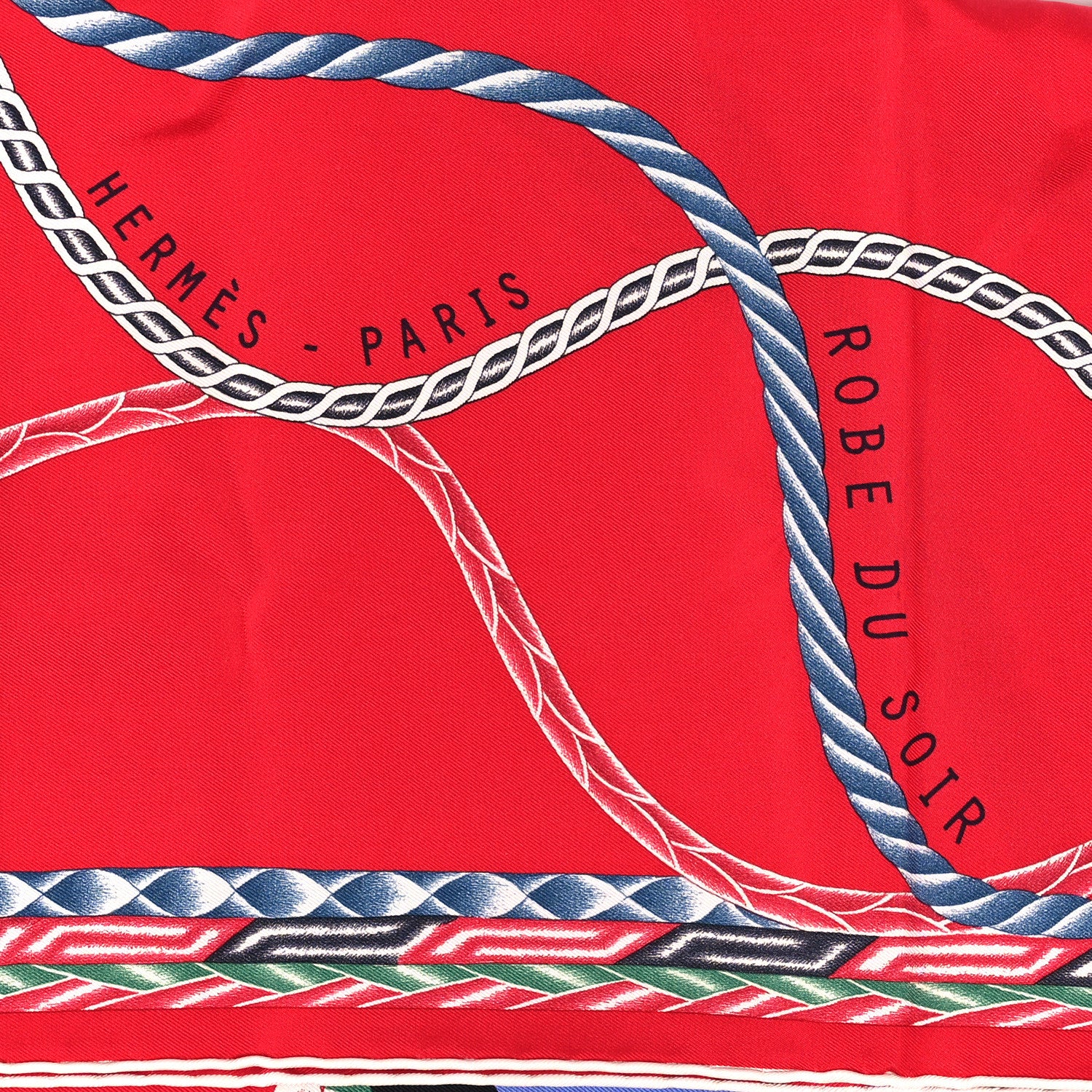 Hermes Silk Robe Du Soir Scarf 90 Rouge White Lavande 2 of 3