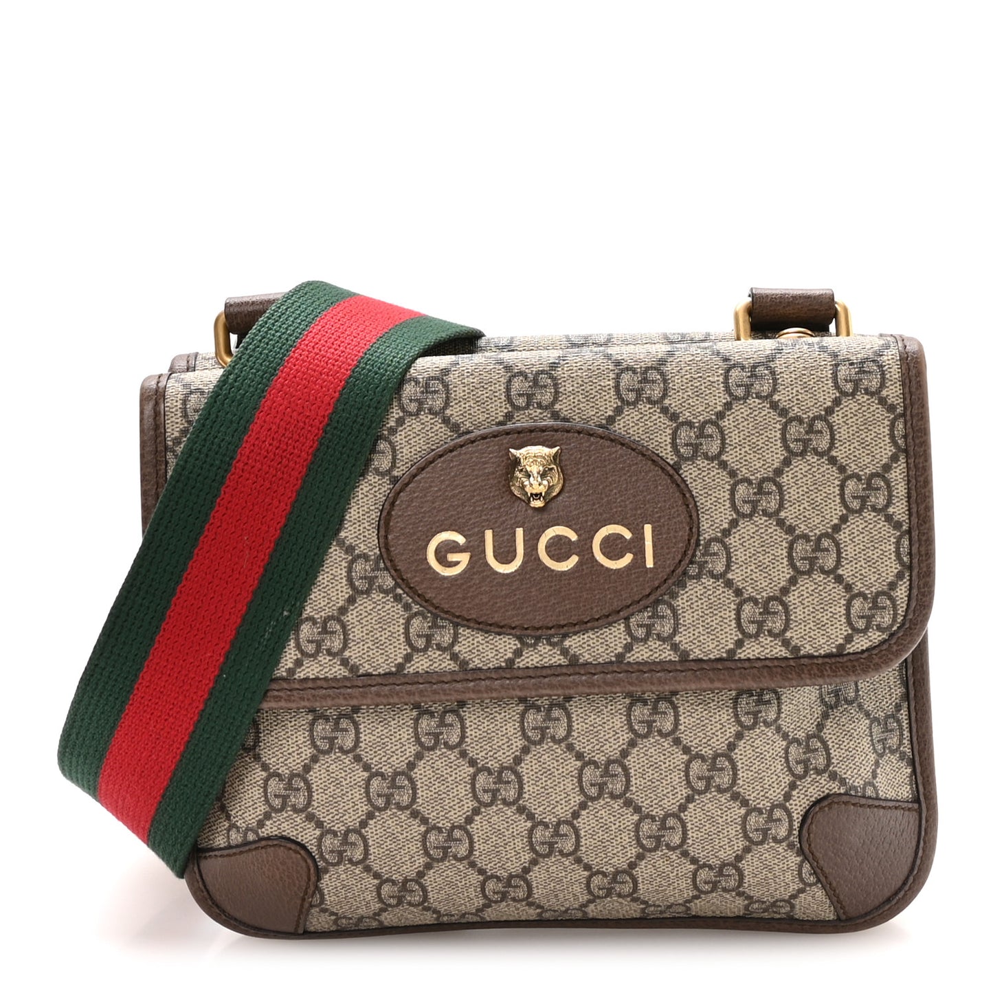 GG Supreme Monogram Web Small Neo Vintage Double Flap Messenger Bag Beige New Acero Acero