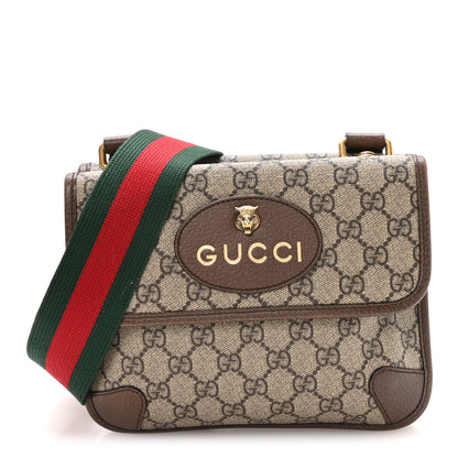 Gucci GG Supreme Monogram Web Small Neo Vintage Double Flap Messenger Bag Beige New Acero Acero 1 of 10