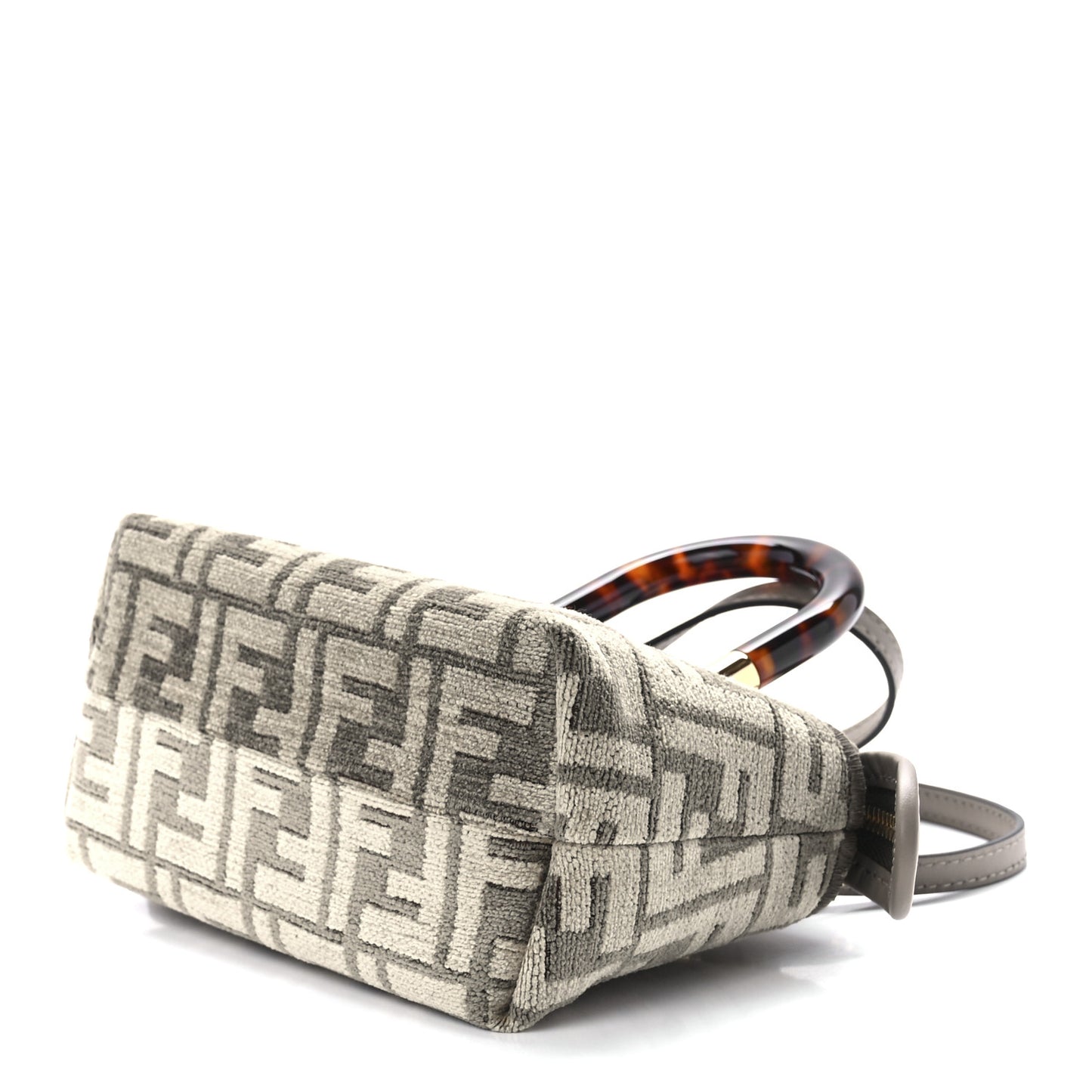 Chenille Vitello King Plexiglass FF Mini By The Way Top Handle Boston Bag Tortora Nuvola