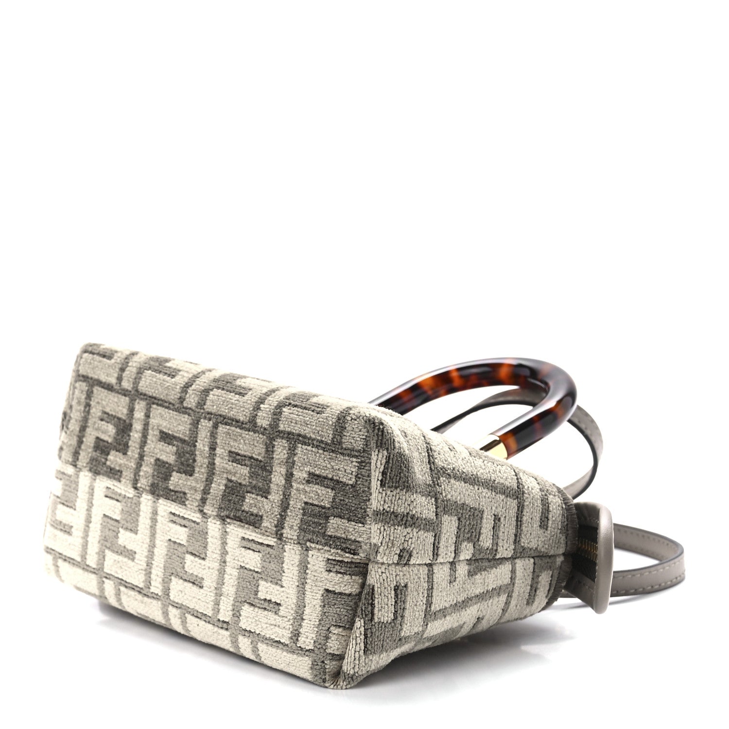 Fendi Chenille Vitello King Plexiglass FF Mini By The Way Top Handle Boston Bag Tortora Nuvola 10 of 12