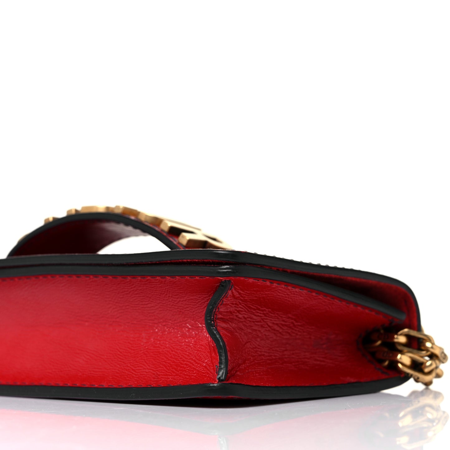 Calfskin Mini J'Adior Chain Flap Bag Spicy Red