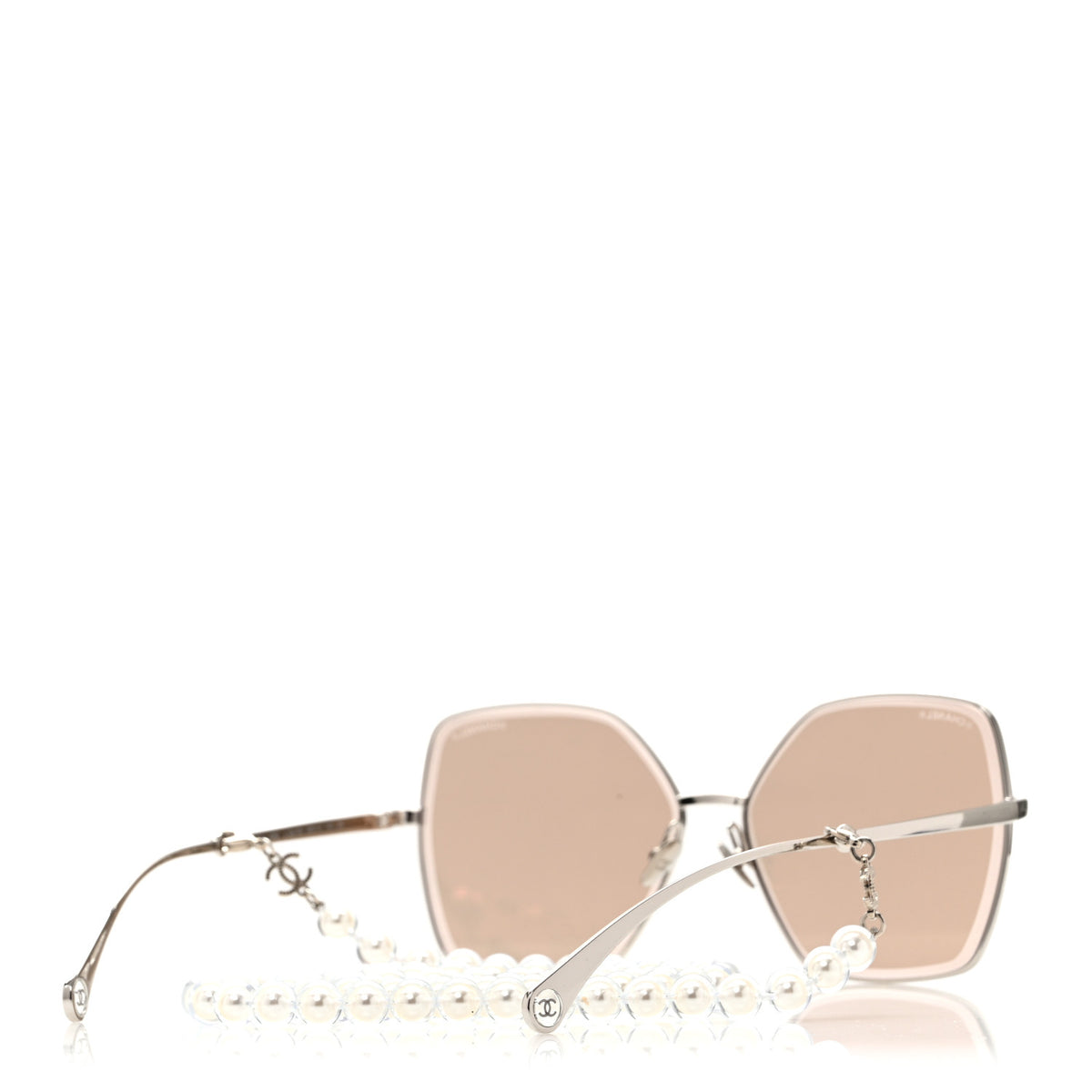 Butterfly Removable Pearl Chain Sunglasses 4262 Silver