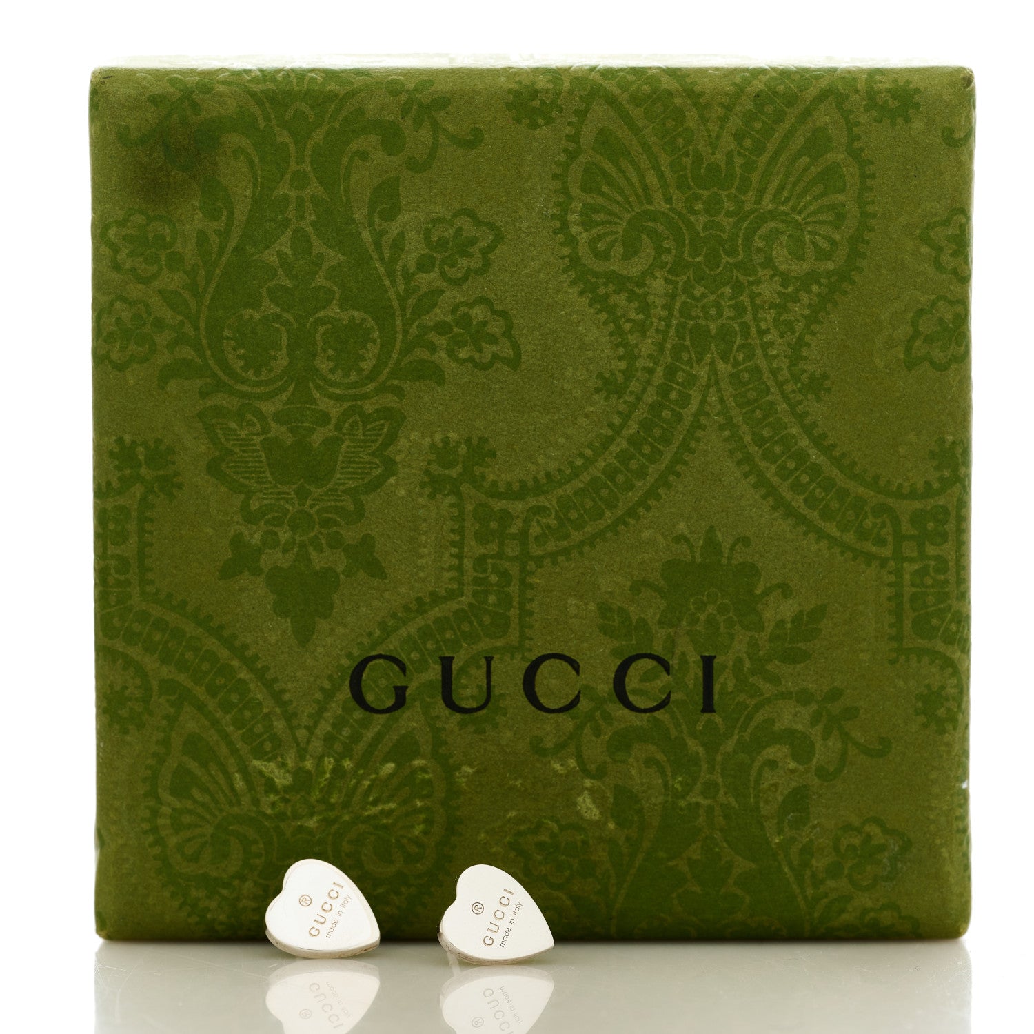 Gucci Sterling Silver Trademark Heart Stud Earrings 5 of 5