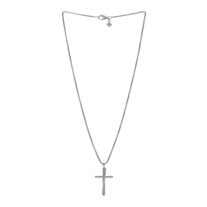 David Yurman Sterling Silver Diamond 35mm Crossover Cross Necklace 3 of 4
