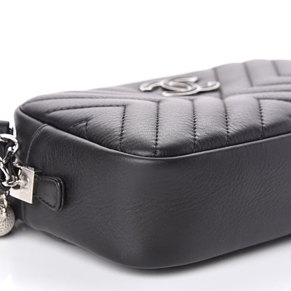 Chanel Calfskin Diagonal Chevron Quilted Tassel Camera Case Black 8 of 11