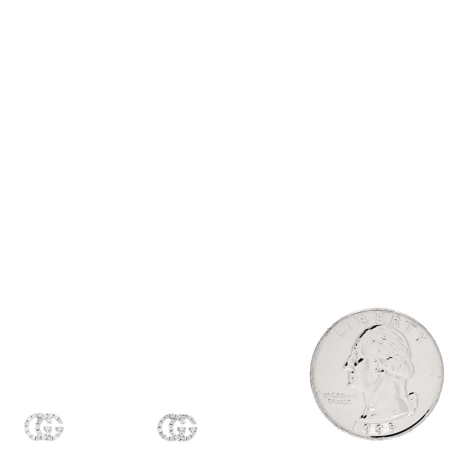 Gucci 18K White Gold Diamond Mini Running G Earrings 2 of 5