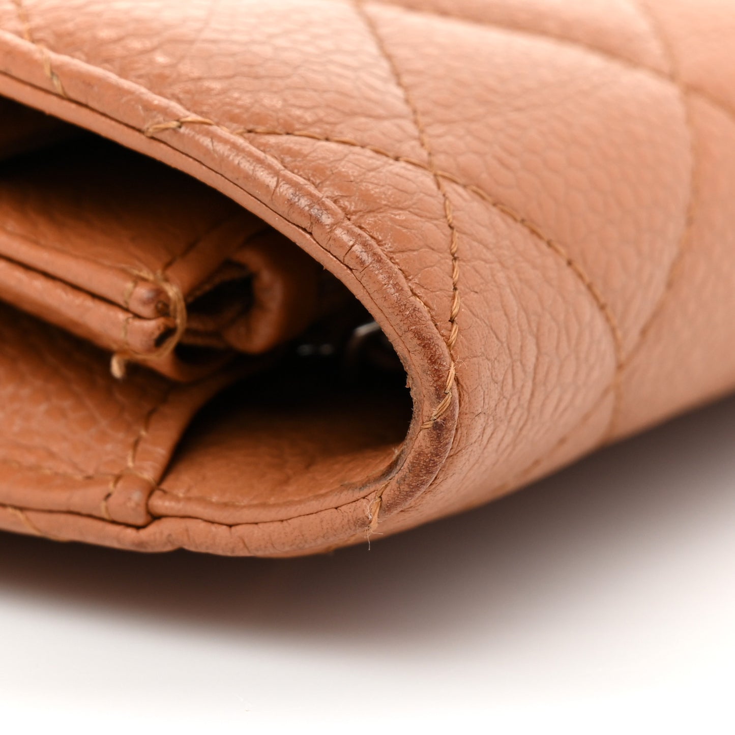 Caviar Quilted Wallet On Chain WOC Light Brown