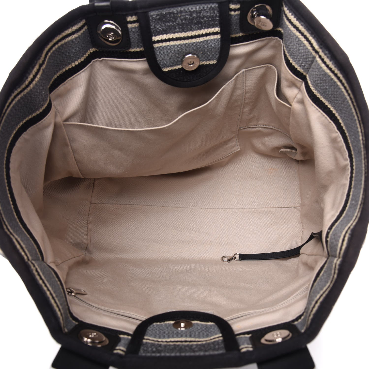 Chanel Striped Canvas Medium Deauville Tote Black 5 of 12