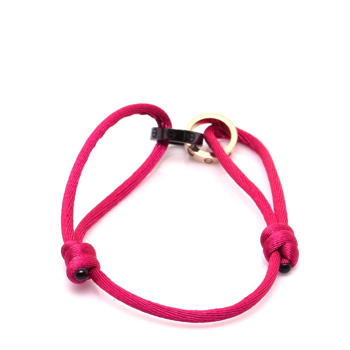 18K Pink Gold Ceramic 4 Diamond LOVE Cord Bracelet Hot Pink