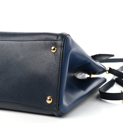 Prada Saffiano Lux Medium Bi-Color Tote Baltico Bluette 8 of 9