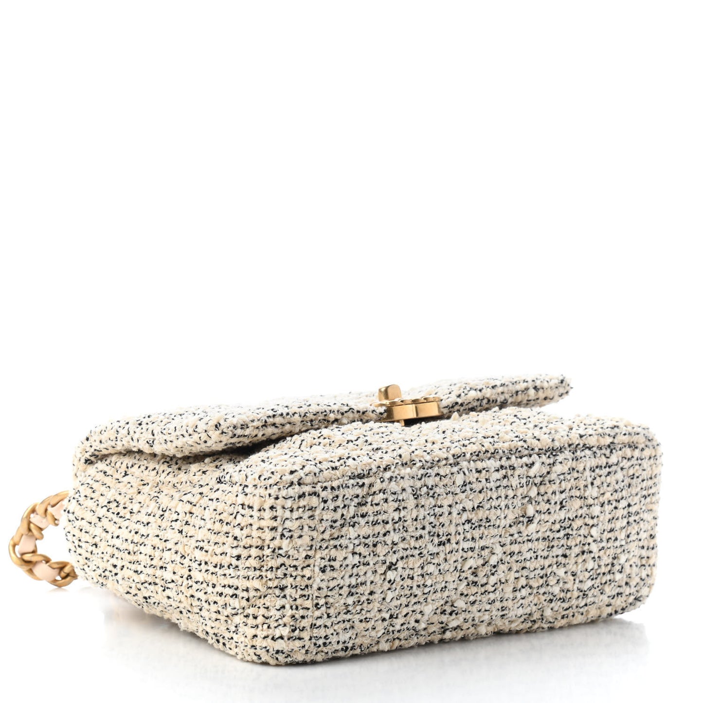 Tweed Quilted Medium Chanel 19 Flap Ecru Black