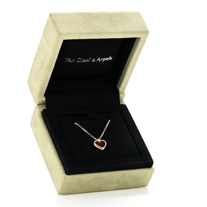 Van Cleef & Arpels 18K Rose Gold Carnelian Sweet Alhambra Heart Pendant Necklace 6 of 6
