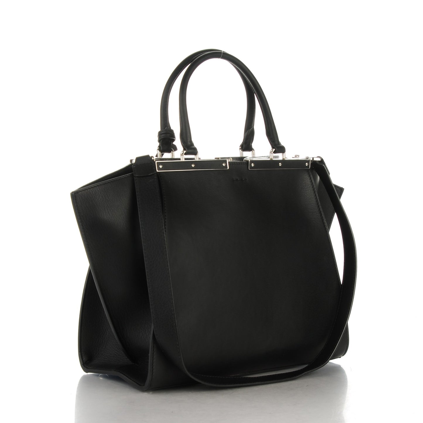 Vitello Pelo Flamingo Crocodile Embossed Petite 3Jours Tote Black