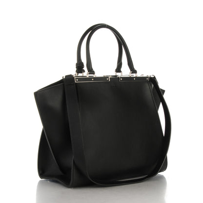 Fendi Vitello Pelo Flamingo Crocodile Embossed Petite 3Jours Tote Black 3 of 7