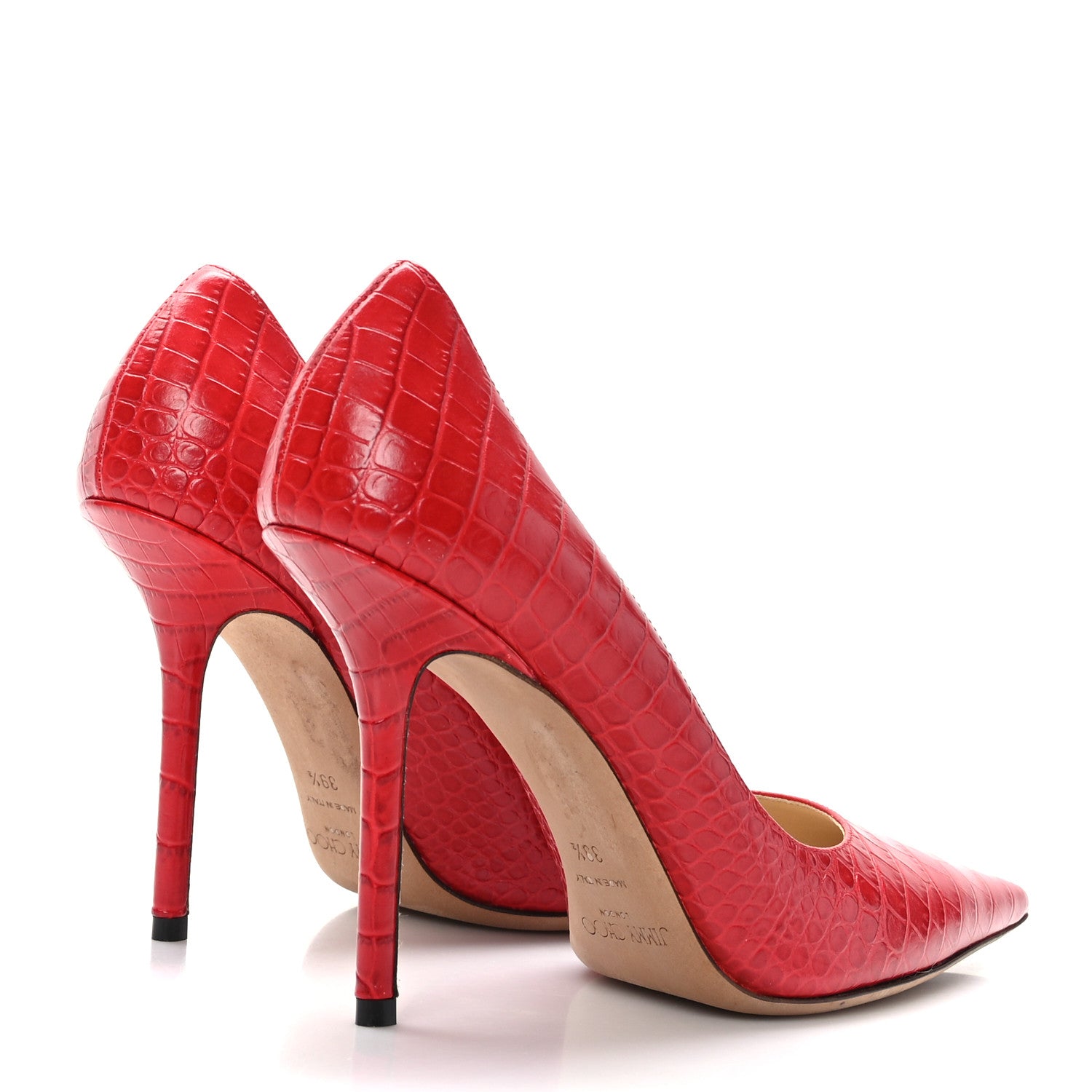 Jimmy Choo Calfskin Crocodile Embossed Love 100 Pump 39.5 Red 4 of 7