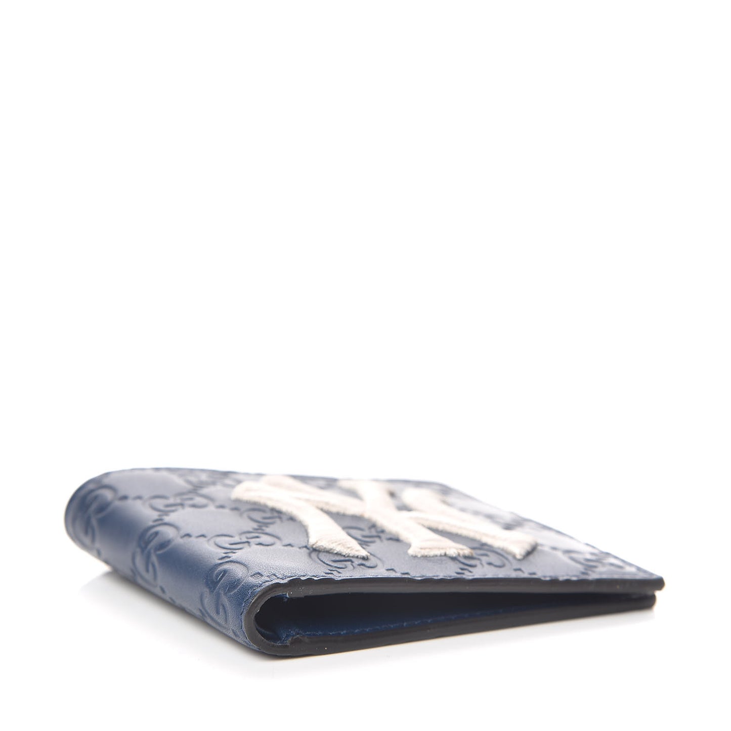 X MLB Guccissima Signature NY Yankees Embroidered Bi-Fold Wallet Royale Ivory