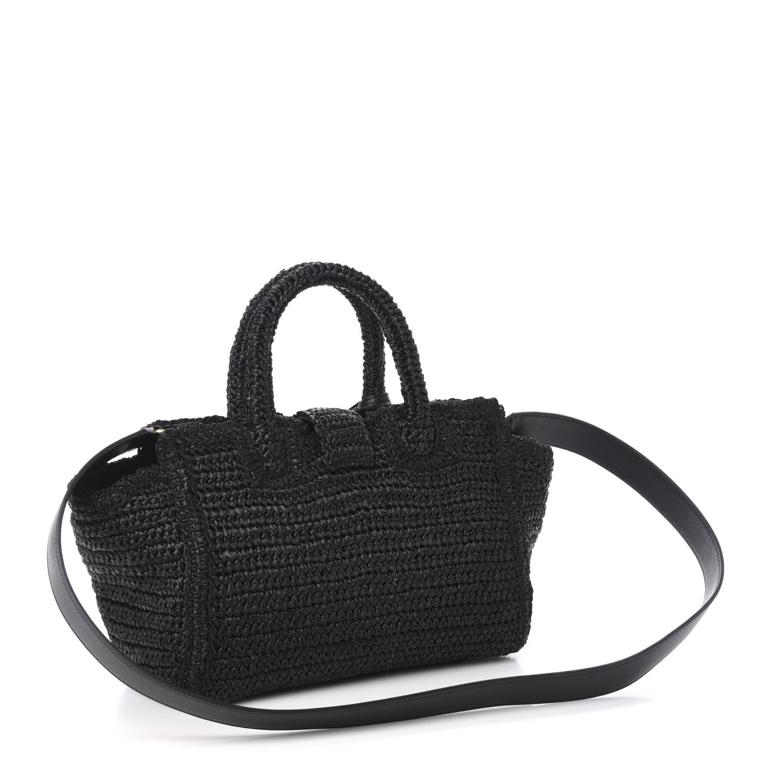 Saint Laurent Raffia Baby Monogram Downtown Cabas Black 3 of 10