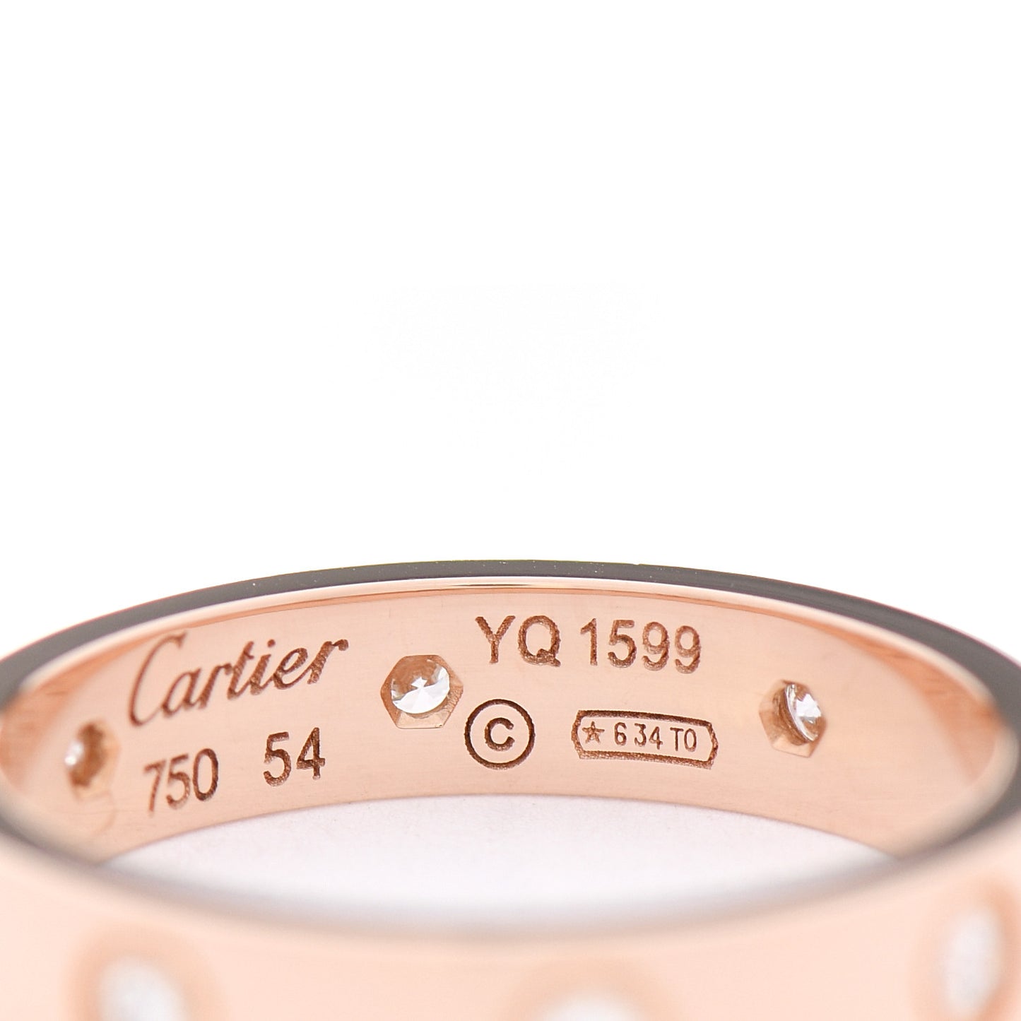18K Pink Gold 8 Diamond 4mm LOVE Wedding Band Ring 54 7