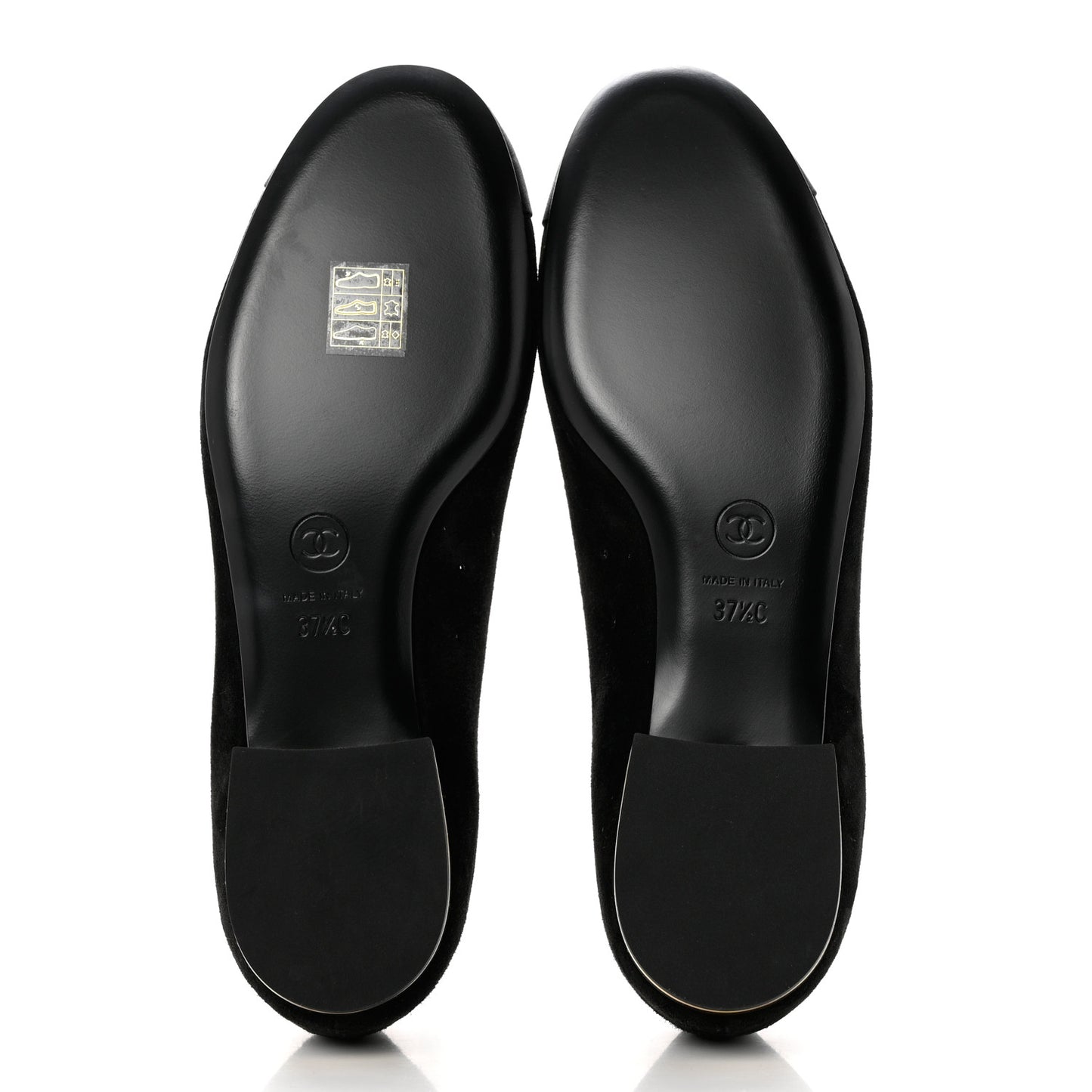 Suede Grosgrain CC Bow Ballerina Cap Toe Flats 37.5 Black