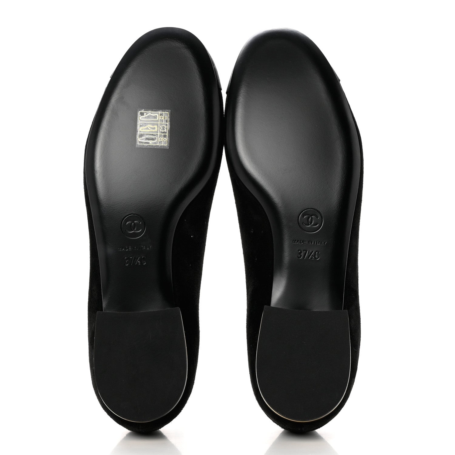 Chanel Suede Grosgrain CC Bow Ballerina Cap Toe Flats 37.5 Black 5 of 9