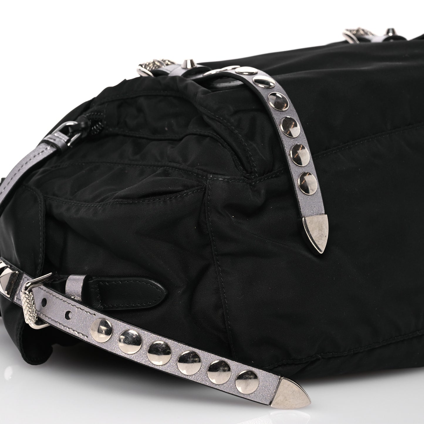 Nylon New Vela Studded Messenger Bag Black