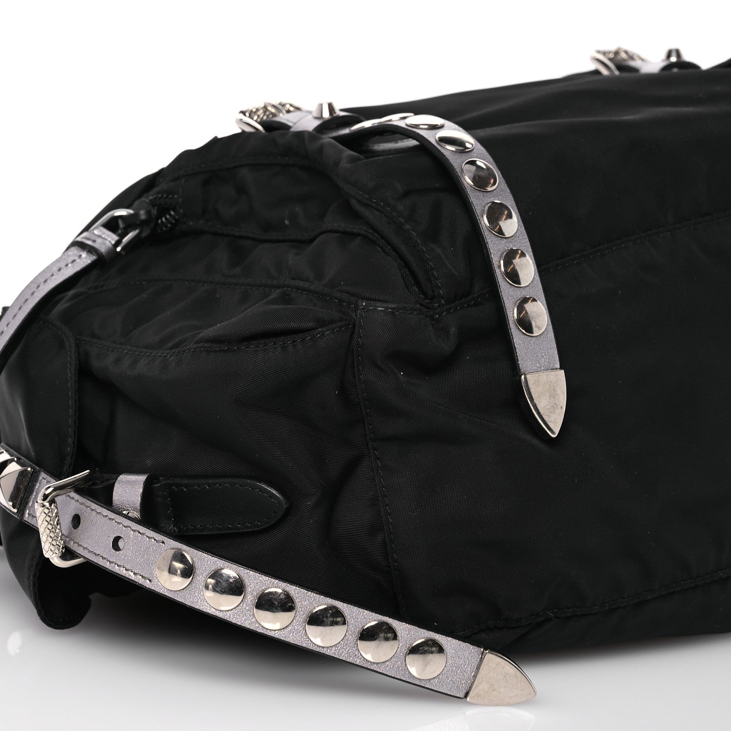 Prada Nylon New Vela Studded Messenger Bag Black 12 of 16