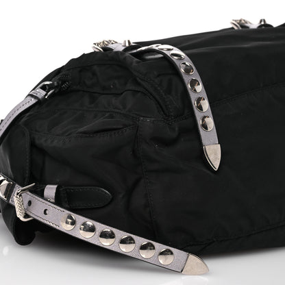Prada Nylon New Vela Studded Messenger Bag Black 12 of 16