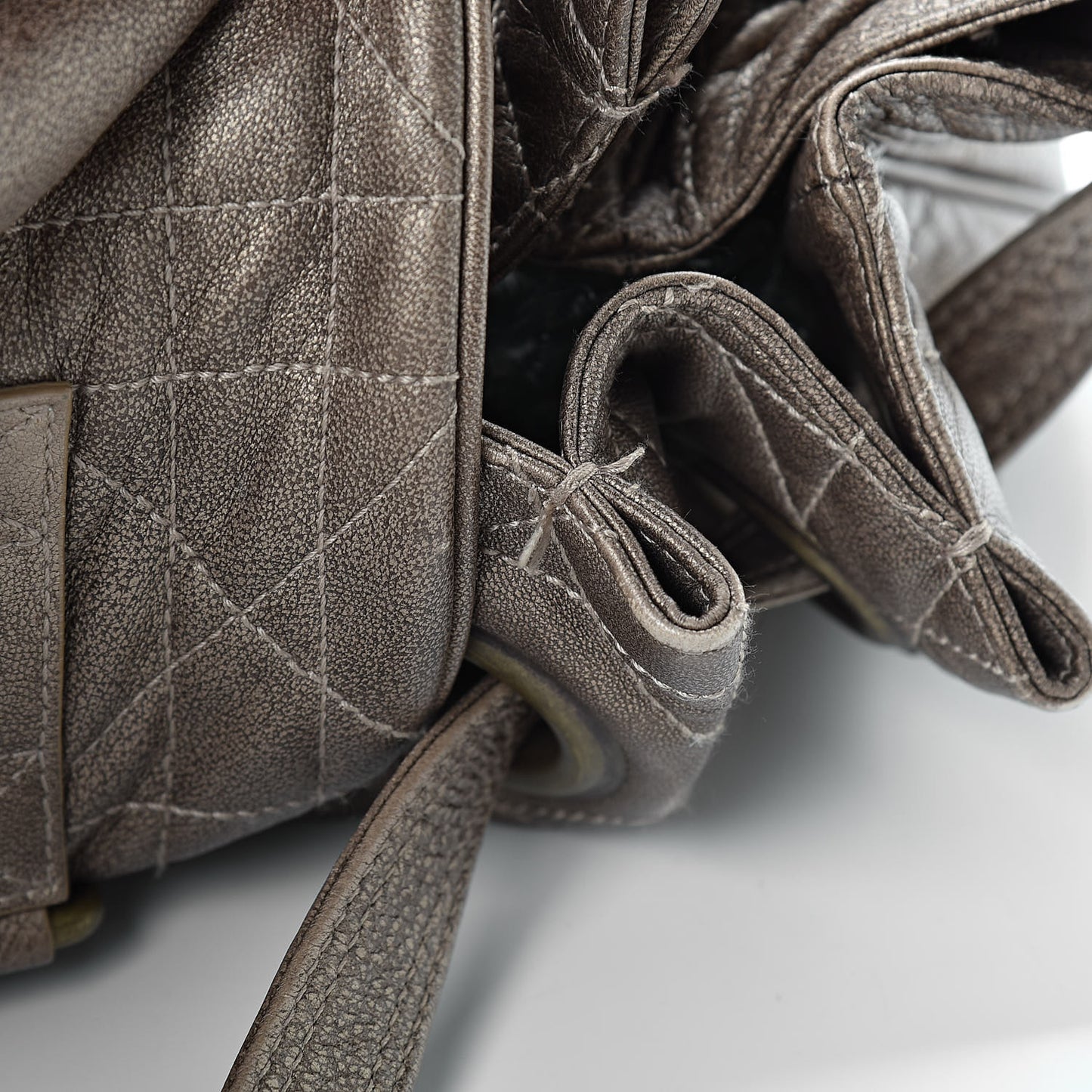 Lambskin Cannage Drawstring Bag Bronze