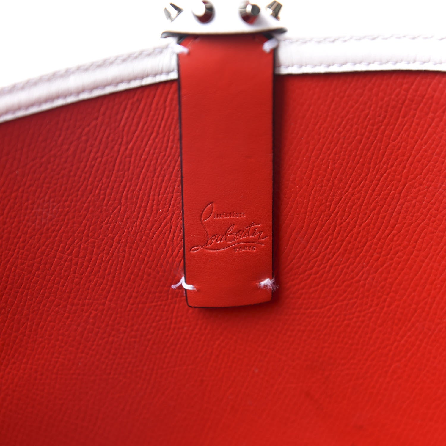 Christian Louboutin Calfskin Spikes Loubitag East West Cabata Tote White 9 of 14