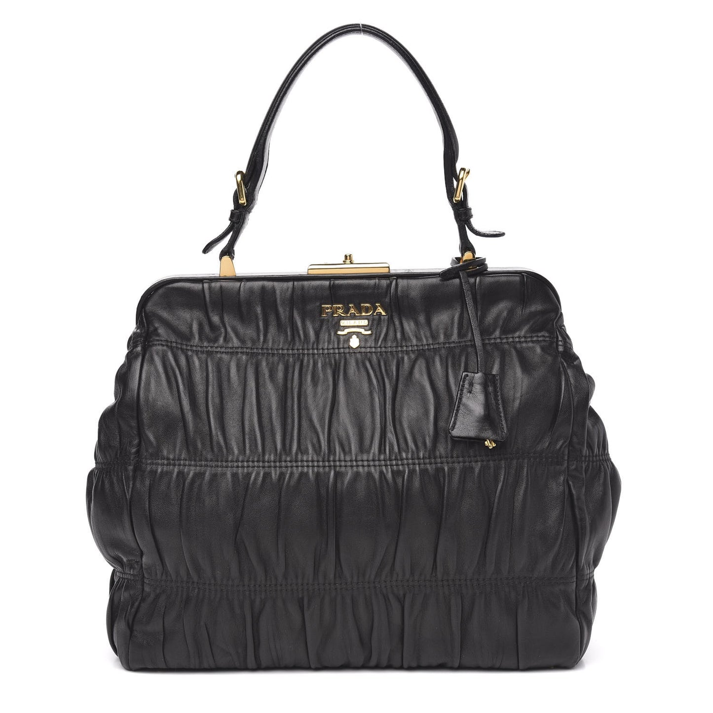 Nappa Dressy Gaufre Framed Tote Black