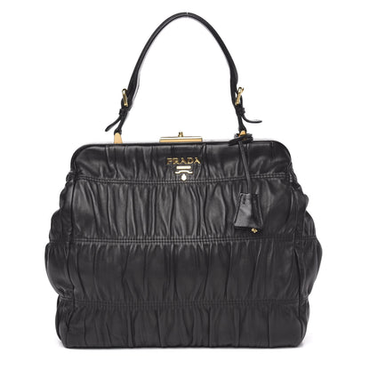Prada Nappa Dressy Gaufre Framed Tote Black 1 of 9