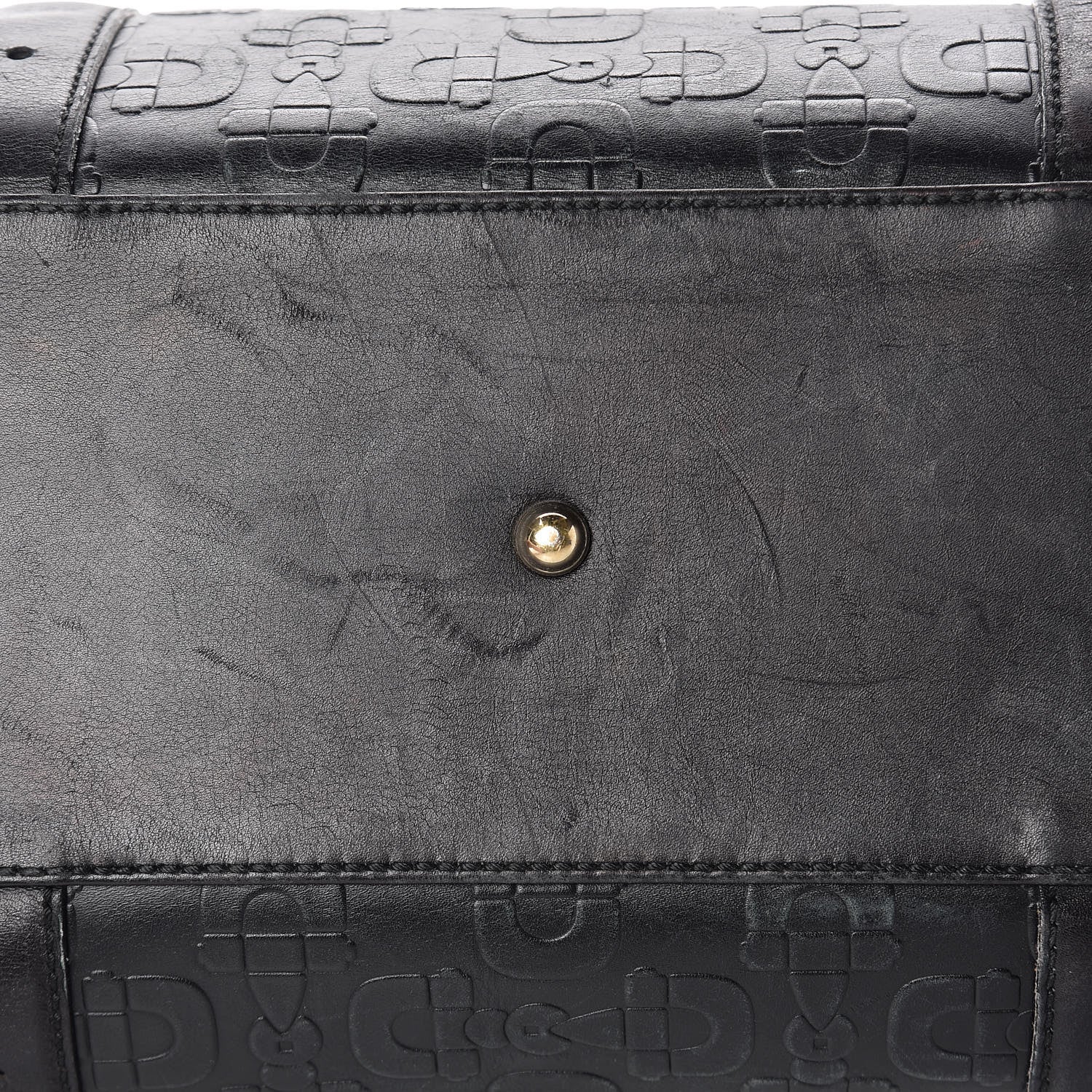 Gucci Calfskin Horsebit Embossed Large Glam Shoulder Bag Black 16 of 24