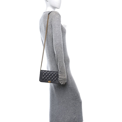Chanel Caviar Quilted Boy Wallet On Chain WOC Grey 2 of 11