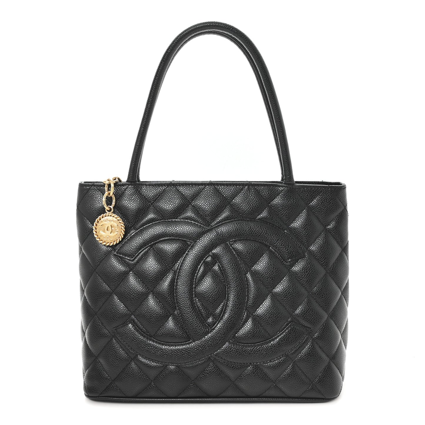 Caviar Quilted Medallion Tote Black