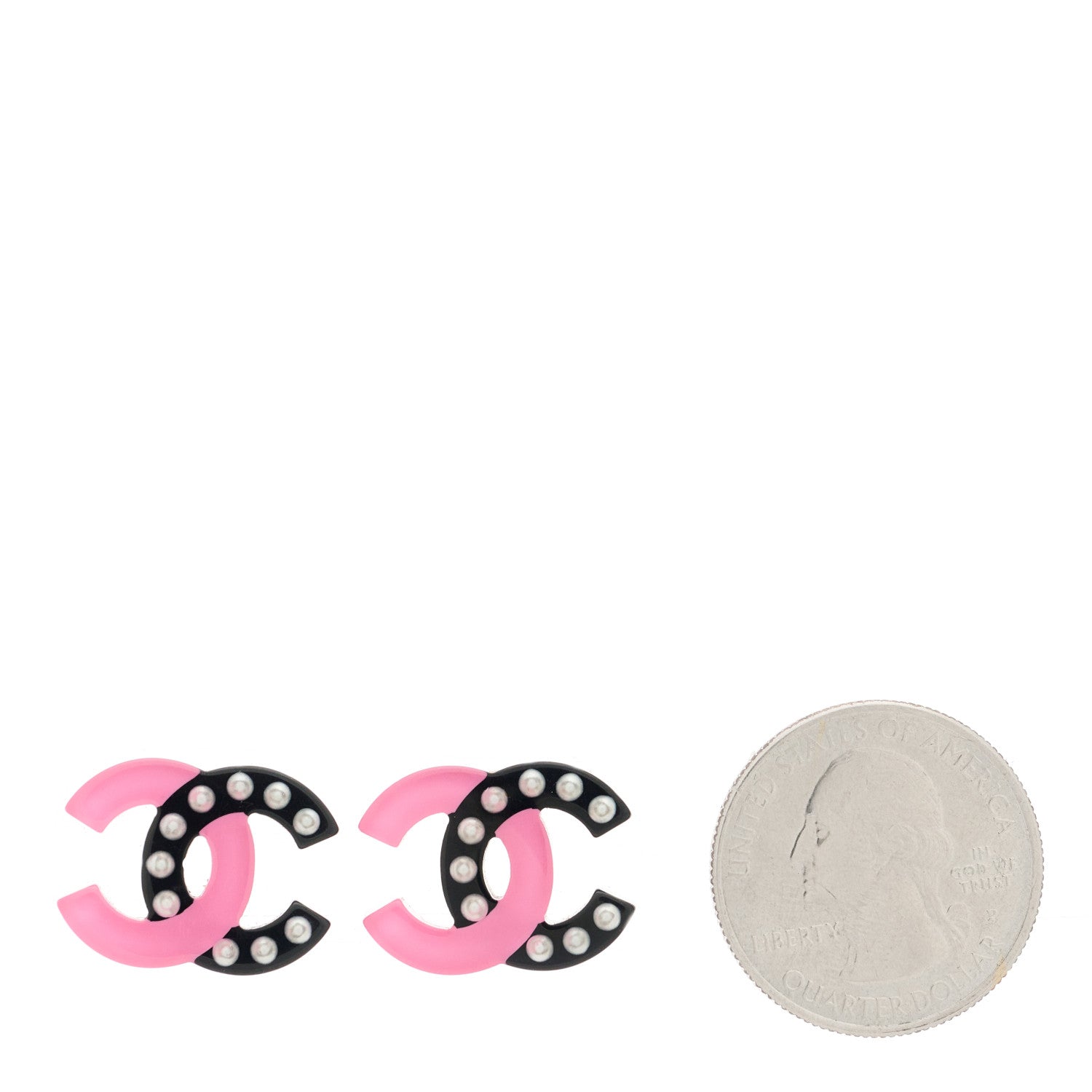 Chanel Resin Pearl CC Earrings Black Pink 2 of 5